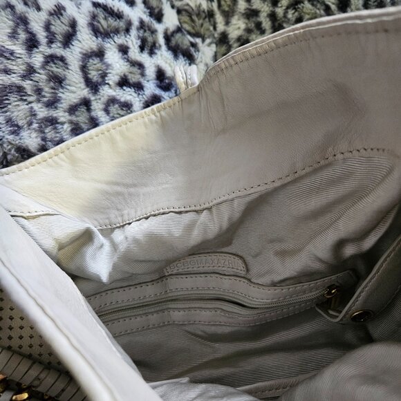 BCBGMaxAzria Cream Buttery Soft Perforated Leather Shoulder Bag, Gold Hardware - Picture 5 of 16